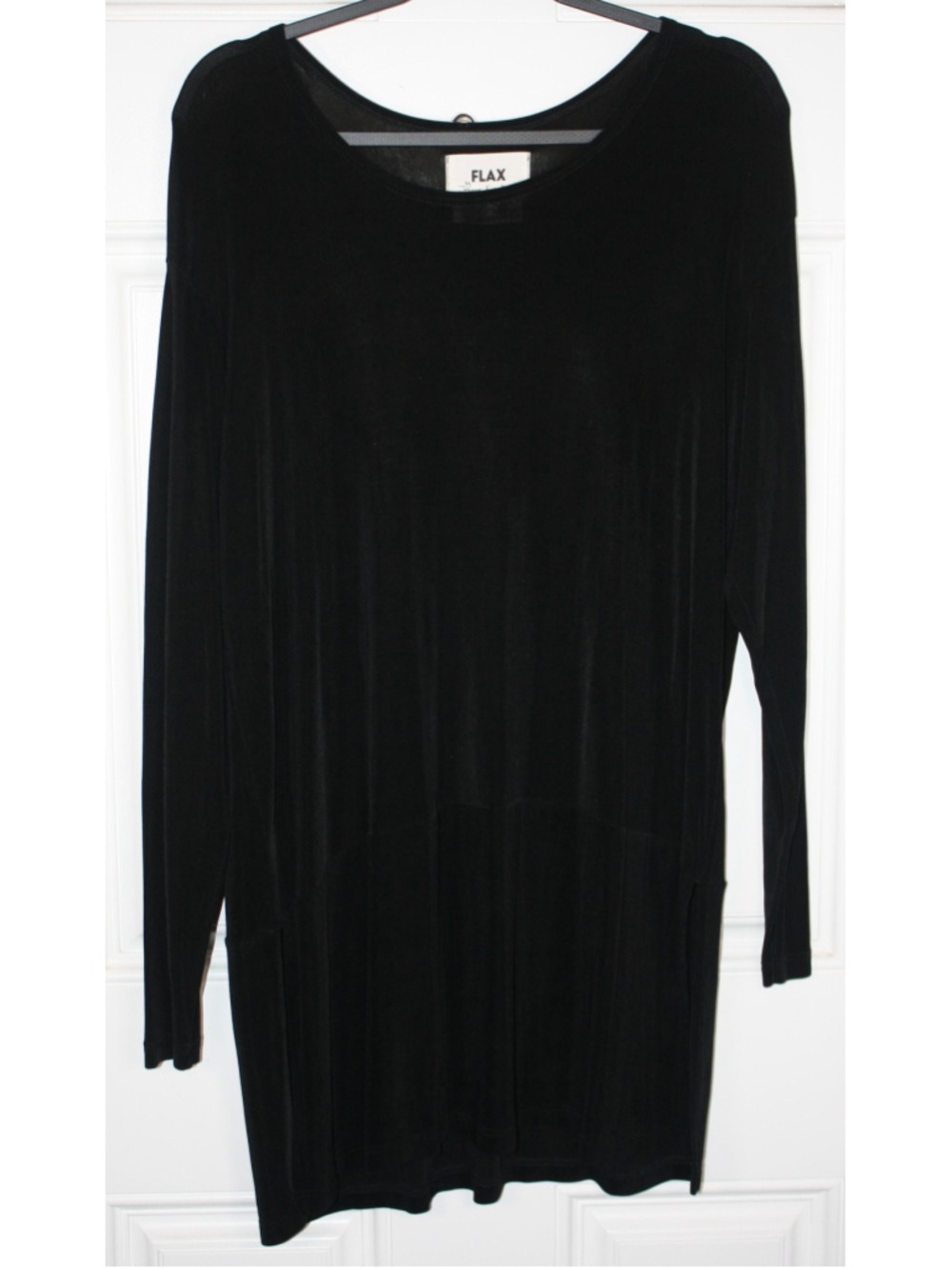FLAX Black Slinky Stretch Long Sleeve Dress - Picture 3 of 6